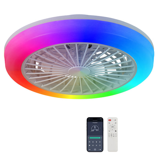 18" White Smart RGB Ceiling Fan with Remote