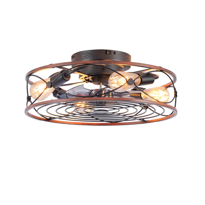20" Matte Black Caged Ceiling Fan with Remote - view 17
