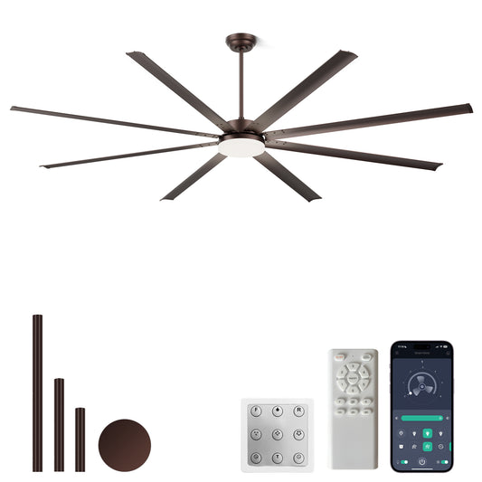 96" Coffee Industrial Ceiling Fan with Remote