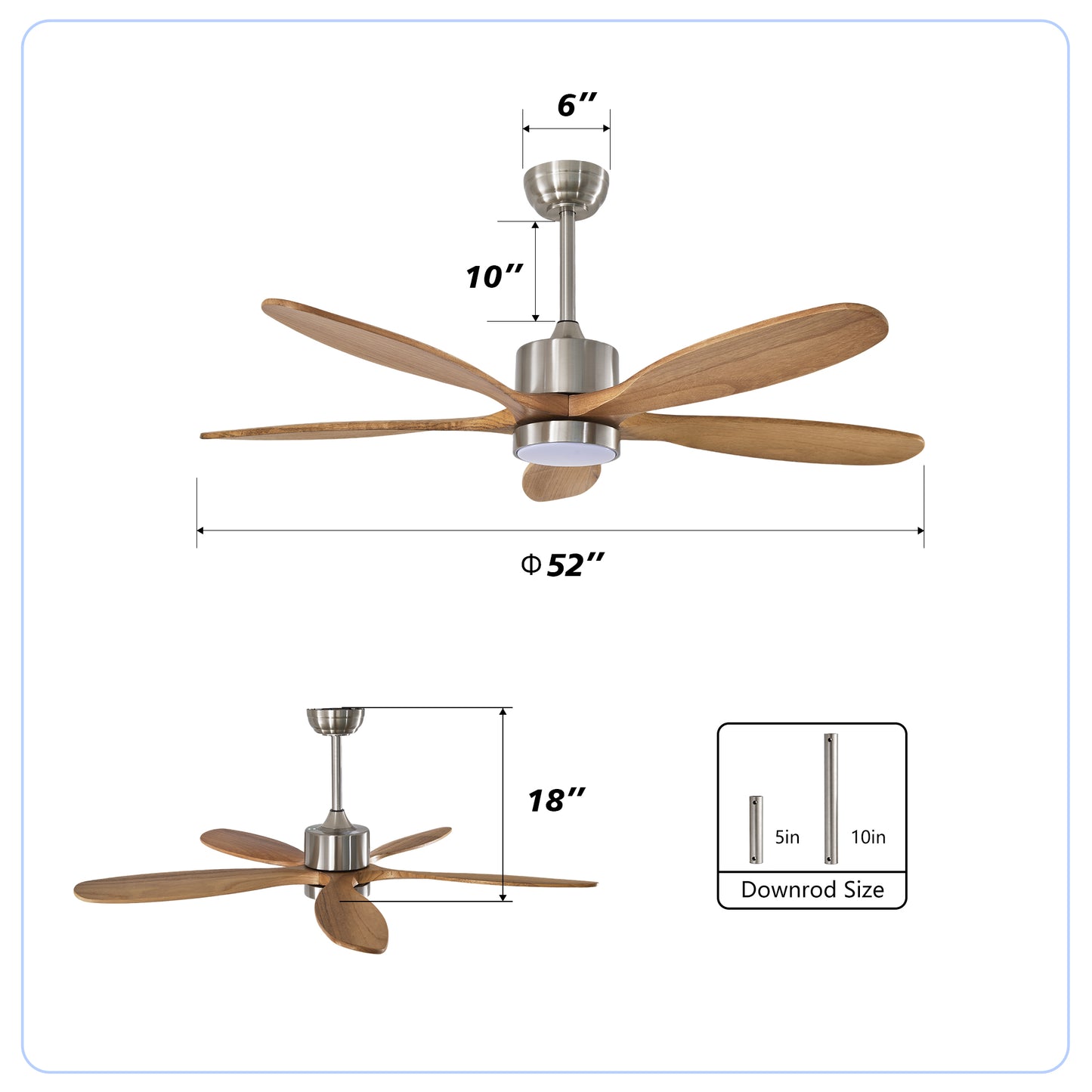 52" Nickel Reversible Ceiling Fan with Light - view 6