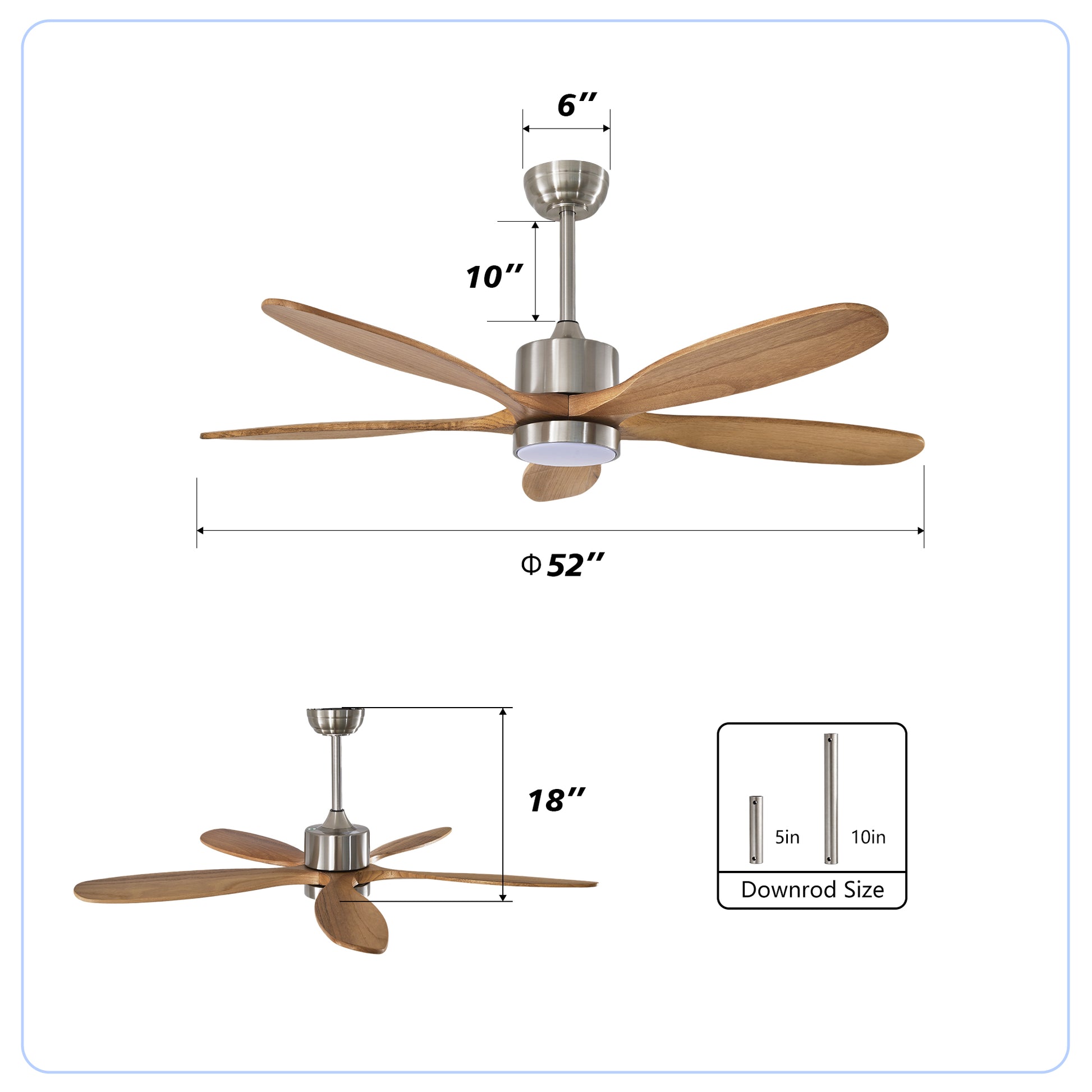 52" Nickel Reversible Ceiling Fan with Light - view 6