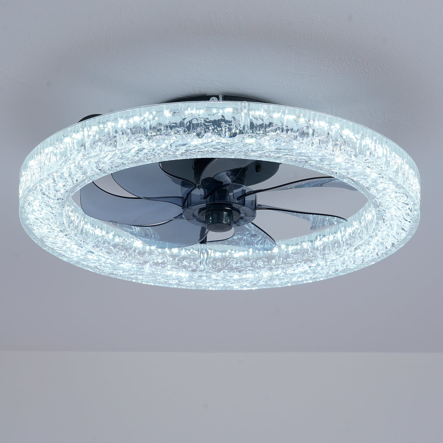 Matte Black Acrylic Ice Brick Ceiling Fan with Dimmable LED - view 17