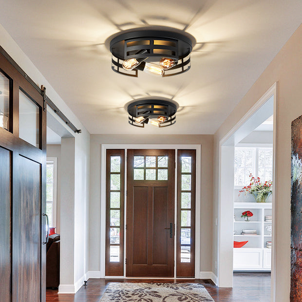 13" 2-Light Black Flush Mount Ceiling Light, Set of 2 - view 2