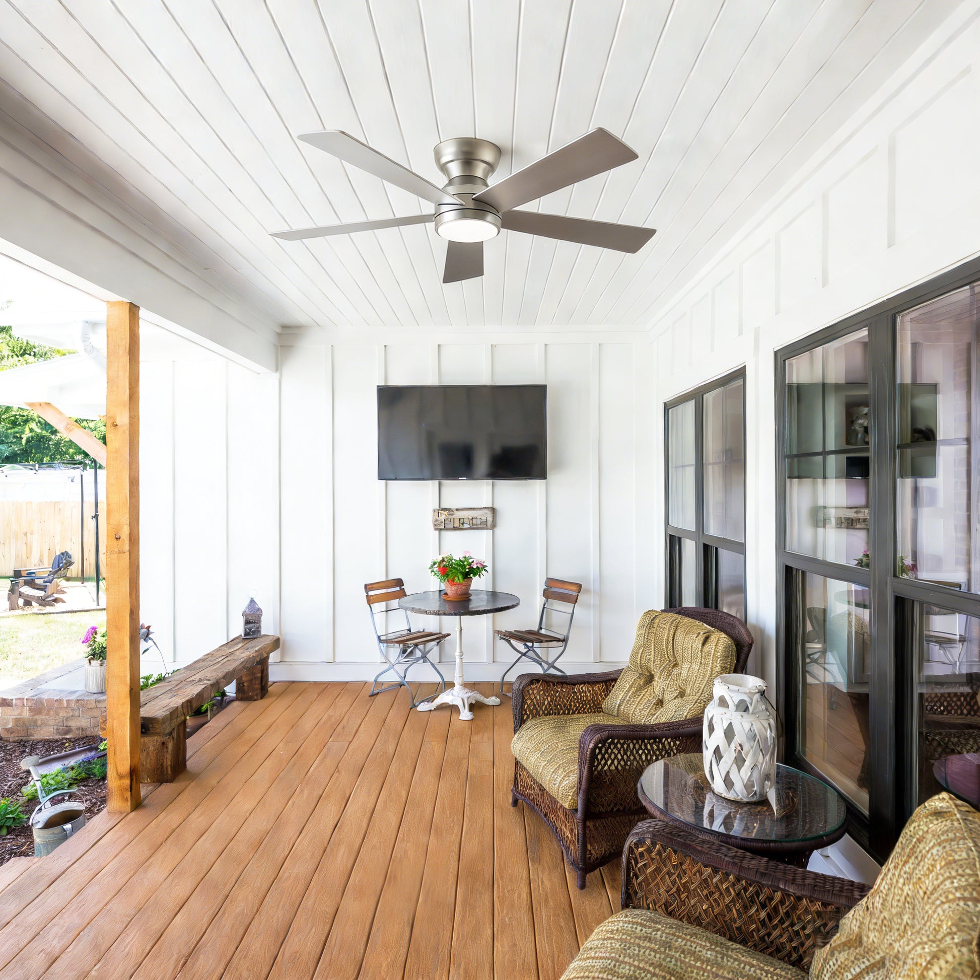 46" Silver 5-Blade Ceiling Fan with LED Light & Remote - view 4
