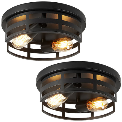 11" 2-Light Black Flush Mount Ceiling Light, Set of 2 - view 8
