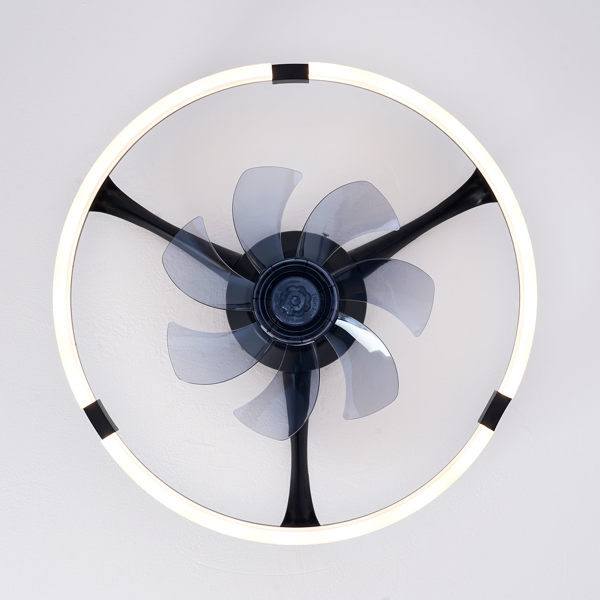 20" Matte Black Flush Mount Ceiling Fan with Dimmable LED - view 17