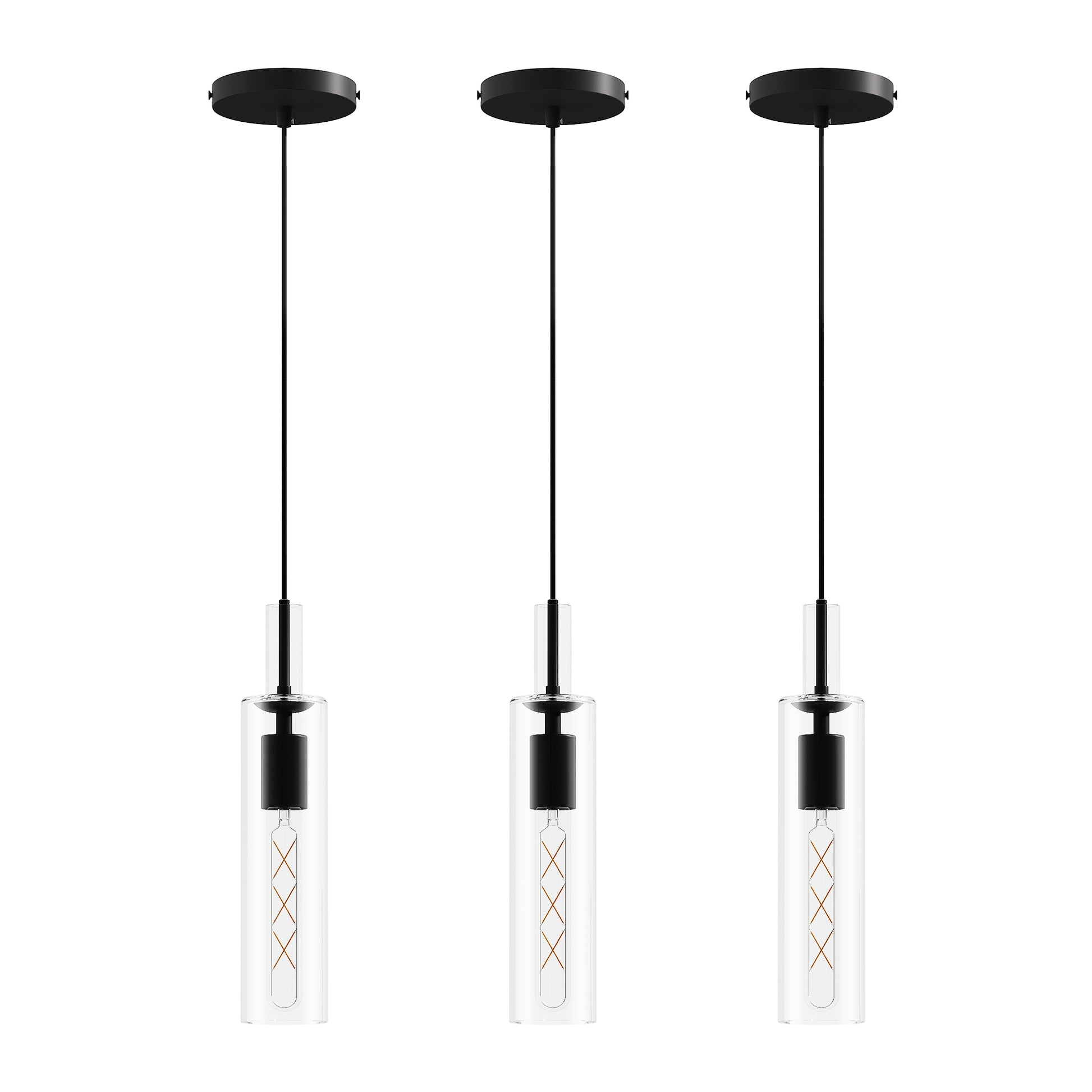 Modern Black Glass Pendant Light, Set of 3 - view 8