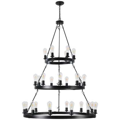 45" 3-Tier Black Industrial Pendant Light, 27-Light - view 9
