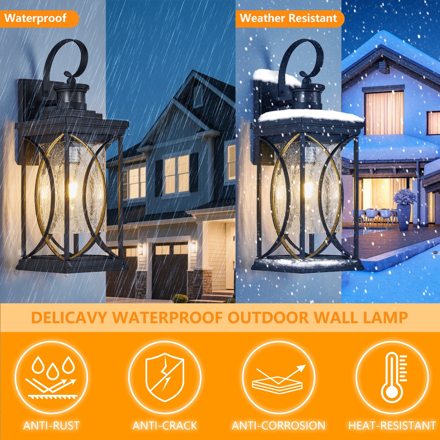 Black Motion Sensor Outdoor Wall Light - view 3