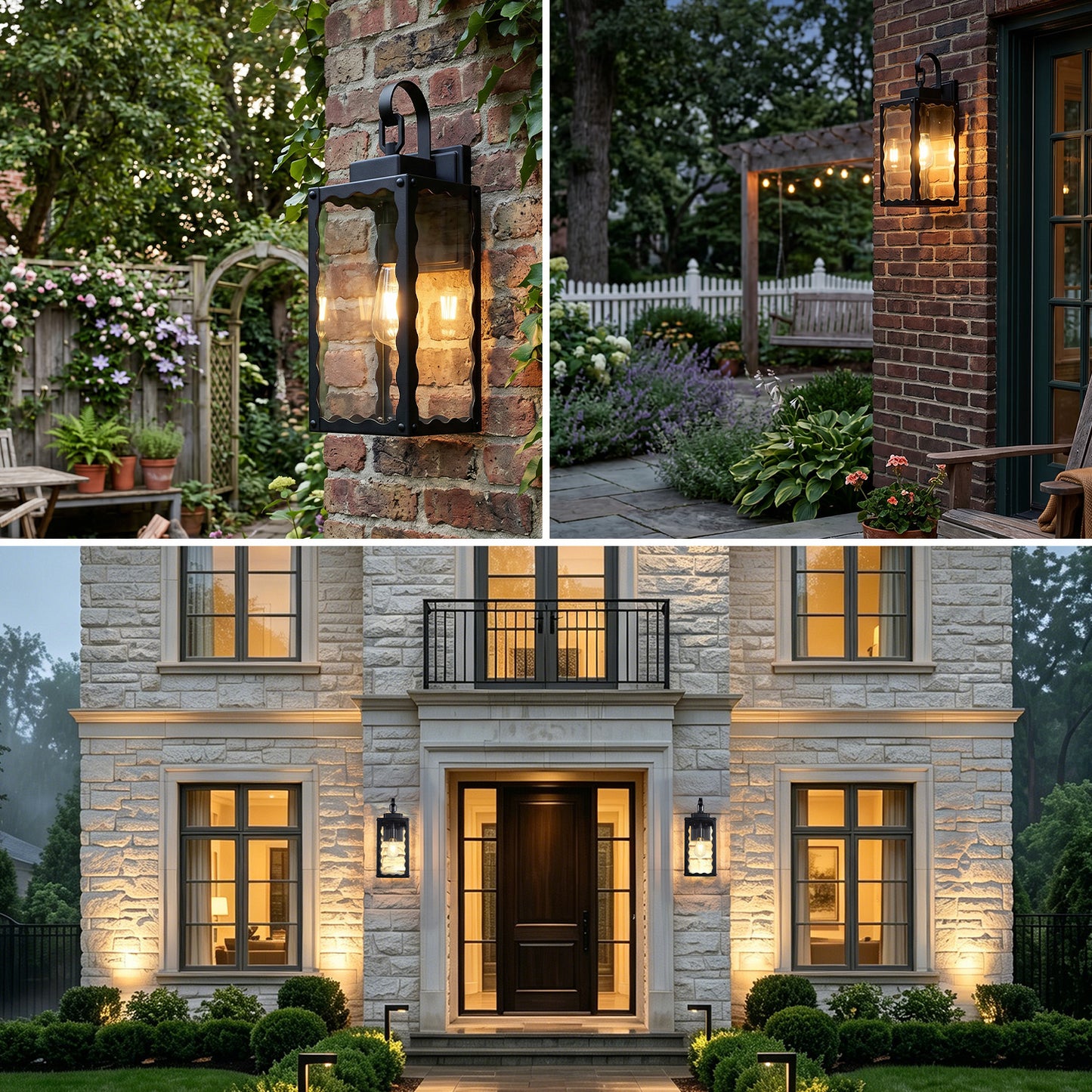 18" Matte Black Outdoor Wall Light with Clear Glass - view 3