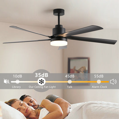65" Black 5-Blade Ceiling Fan with Dimmable LED - view 7