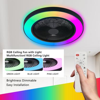 19" Black RGB Smart Ceiling Fan with Remote - view 9