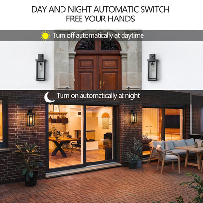 20"H Black Outdoor Wall Light with Clear Glass, Set of 2 - view 4