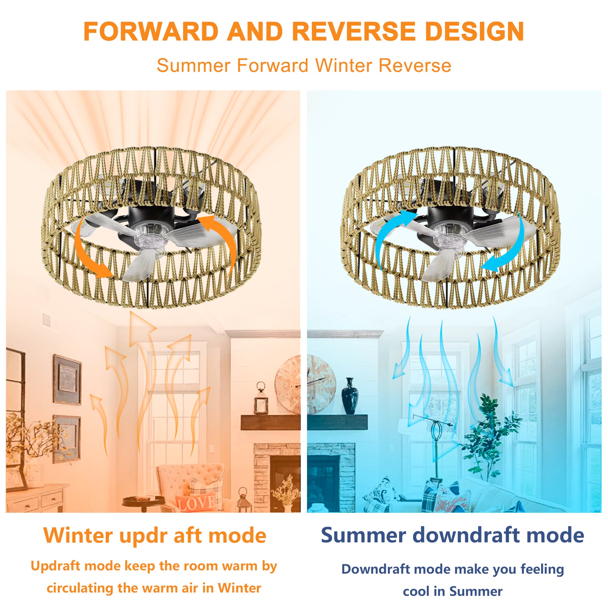 White Low Profile Flush Mount Ceiling Fan with Remote - view 8