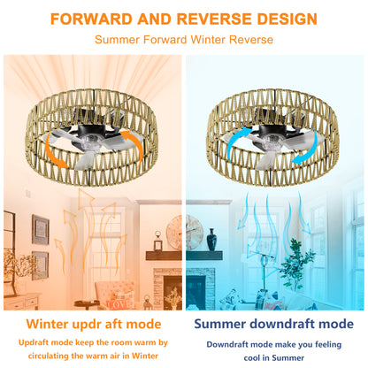 White Low Profile Flush Mount Ceiling Fan with Remote - view 8