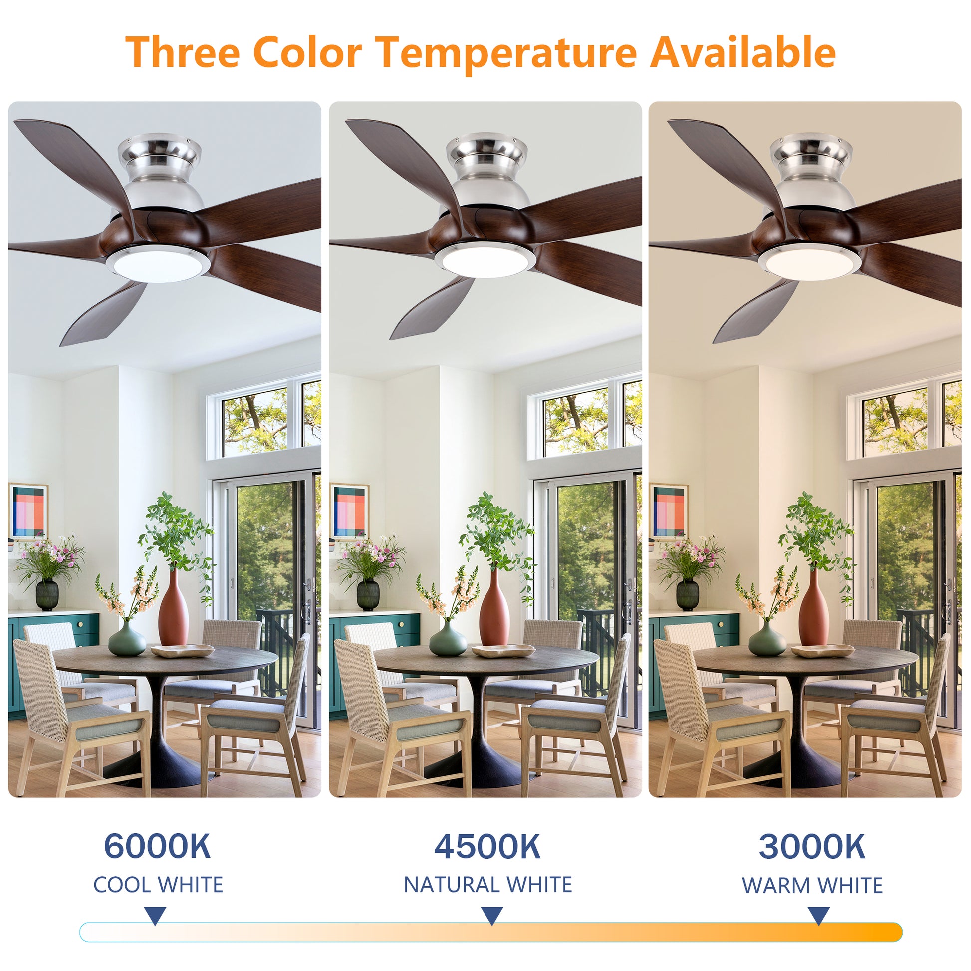 56" Nickel & Wood Ceiling Fan with Remote - view 7