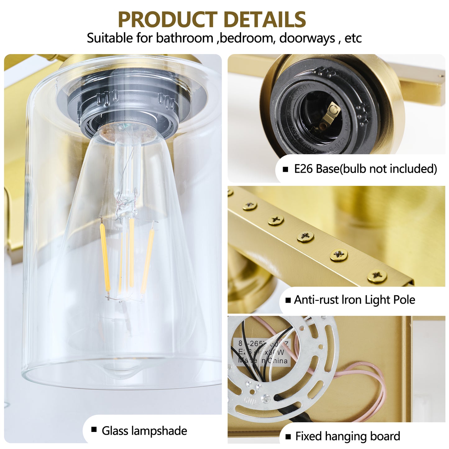 52" 10-Light Gold Bathroom Vanity Light - view 8