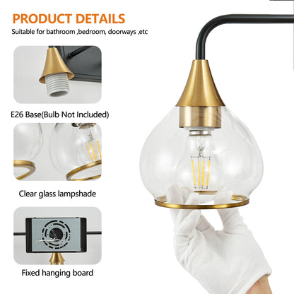 40" 5-Light Black & Gold Vanity Wall Light with Clear Glass - view 6