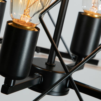 16" 4-Light Oak Industrial Cage Chandelier - view 8