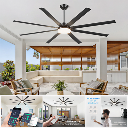 88" Black Industrial Ceiling Fan with Remote - view 16