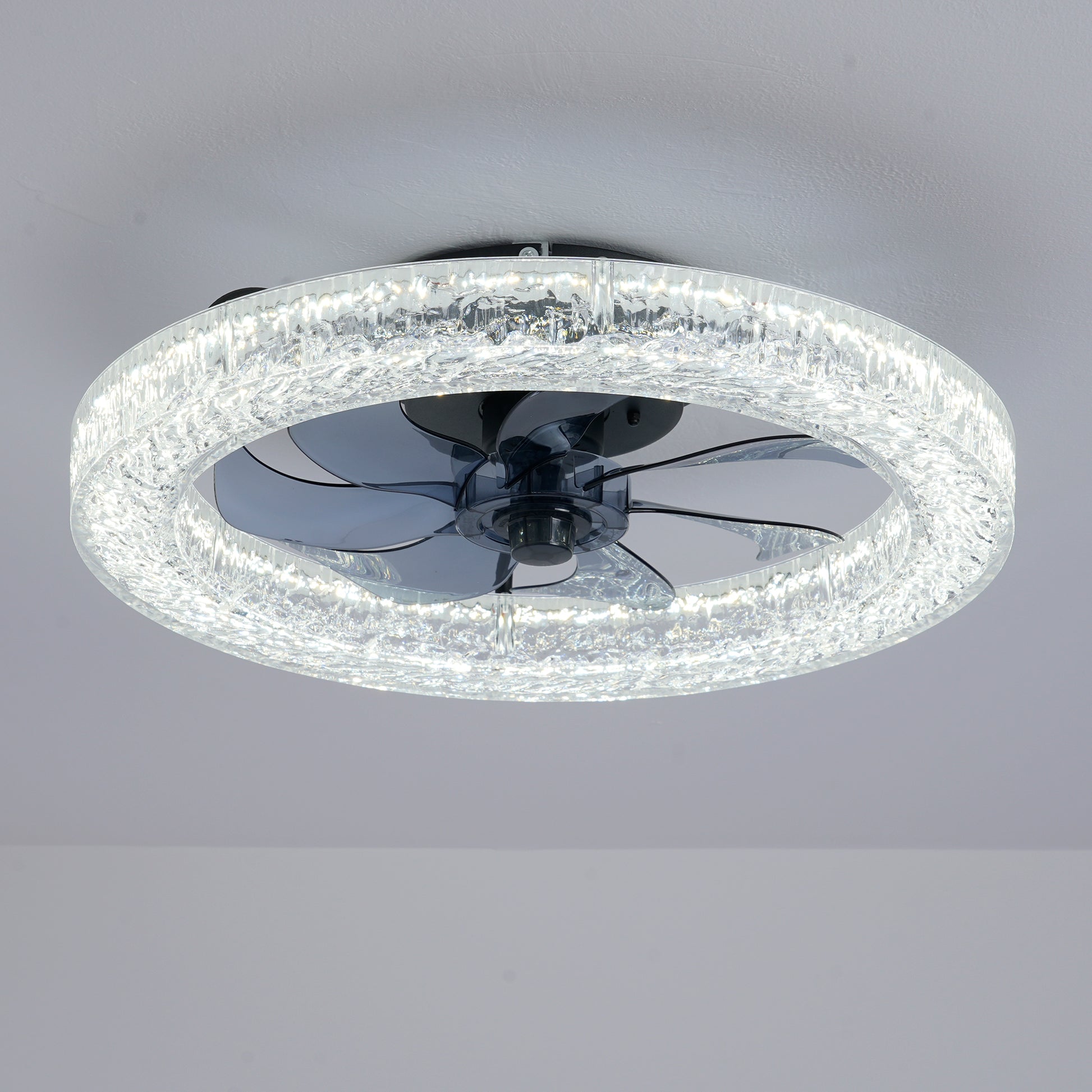 Matte Black Acrylic Ice Brick Ceiling Fan with Dimmable LED - view 18