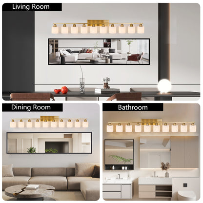 65" Gold Vanity Light with Milky White Glass - view 5