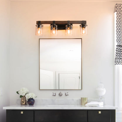 27" 4-Light Farmhouse Vanity Light with Wood Accents - view 6