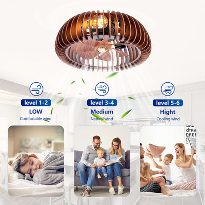 20" Wood Semicircle Flush Mount Ceiling Fan with Remote - view 13