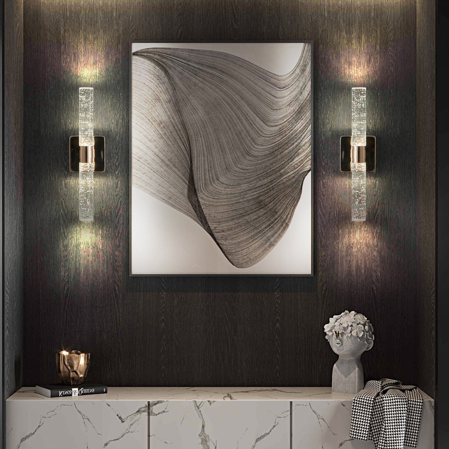 2-Light Gold Bubble Crystal Wall Light, 17"H - view 5