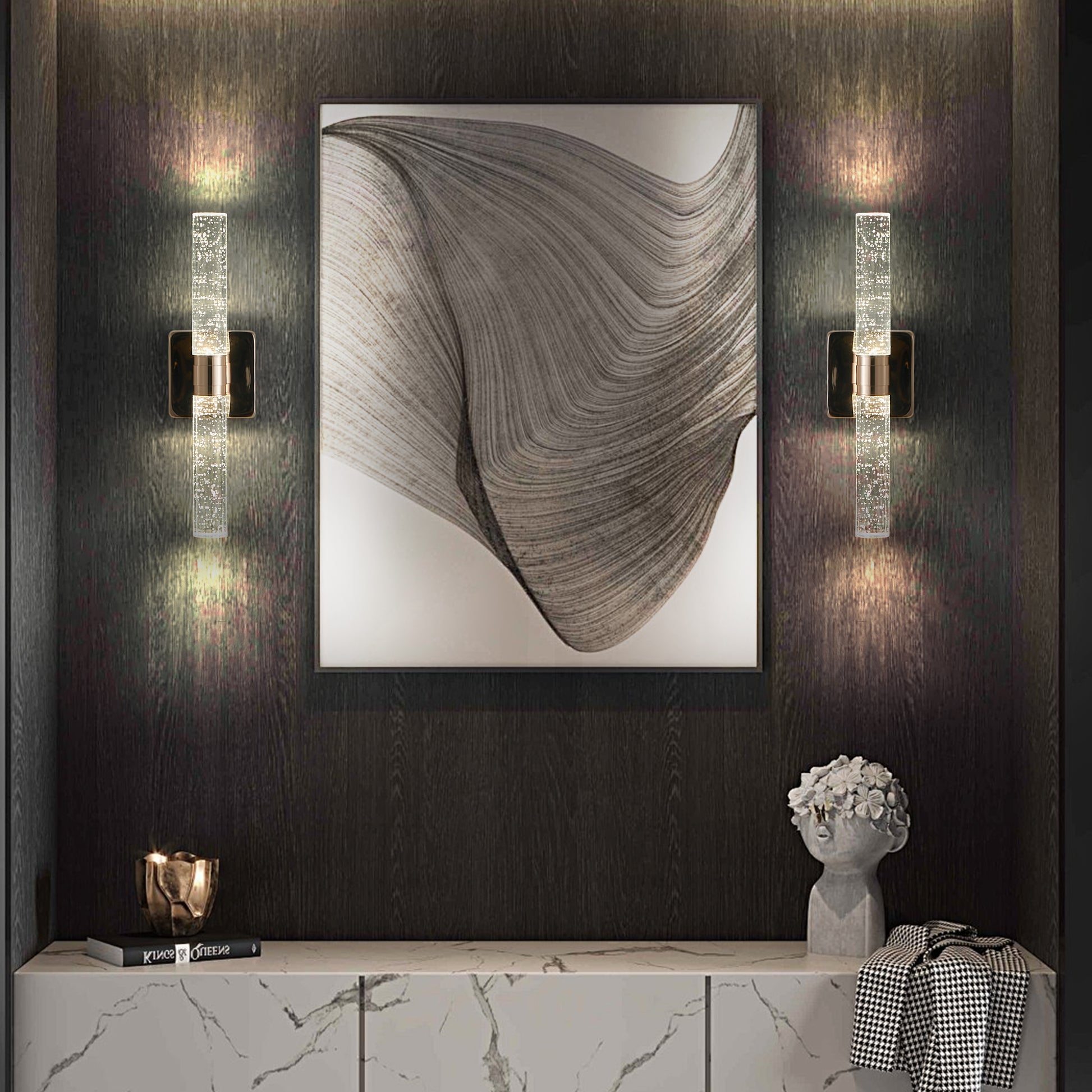 2-Light Gold Bubble Crystal Wall Light, 17"H - view 5