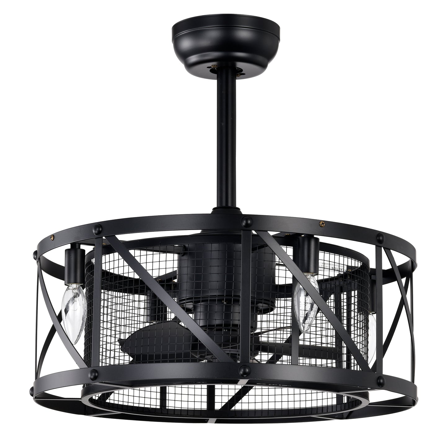 20" Matte Black Industrial Ceiling Fan with Remote - view 15