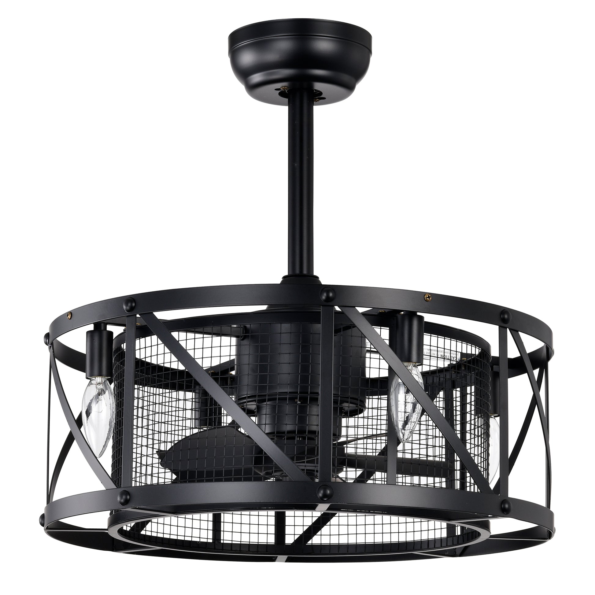 20" Matte Black Industrial Ceiling Fan with Remote - view 15