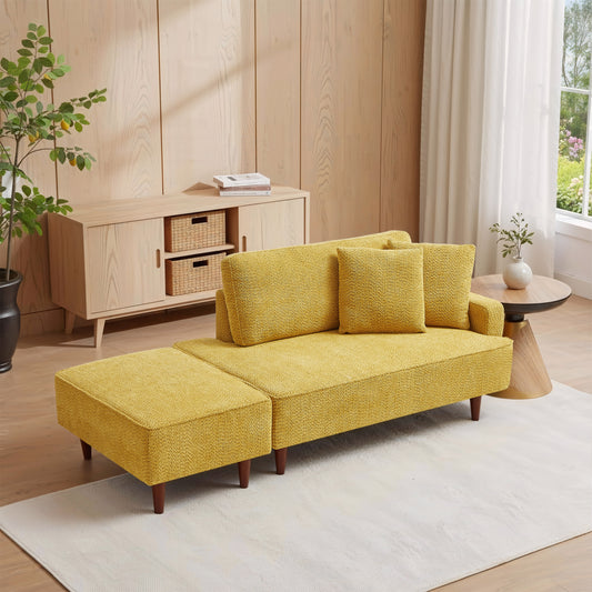 Yellow Chaise With Ottoman