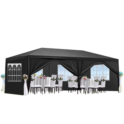 10×20 ft Wedding Party Canopy Tent with 6 Removable Sidewalls — Black