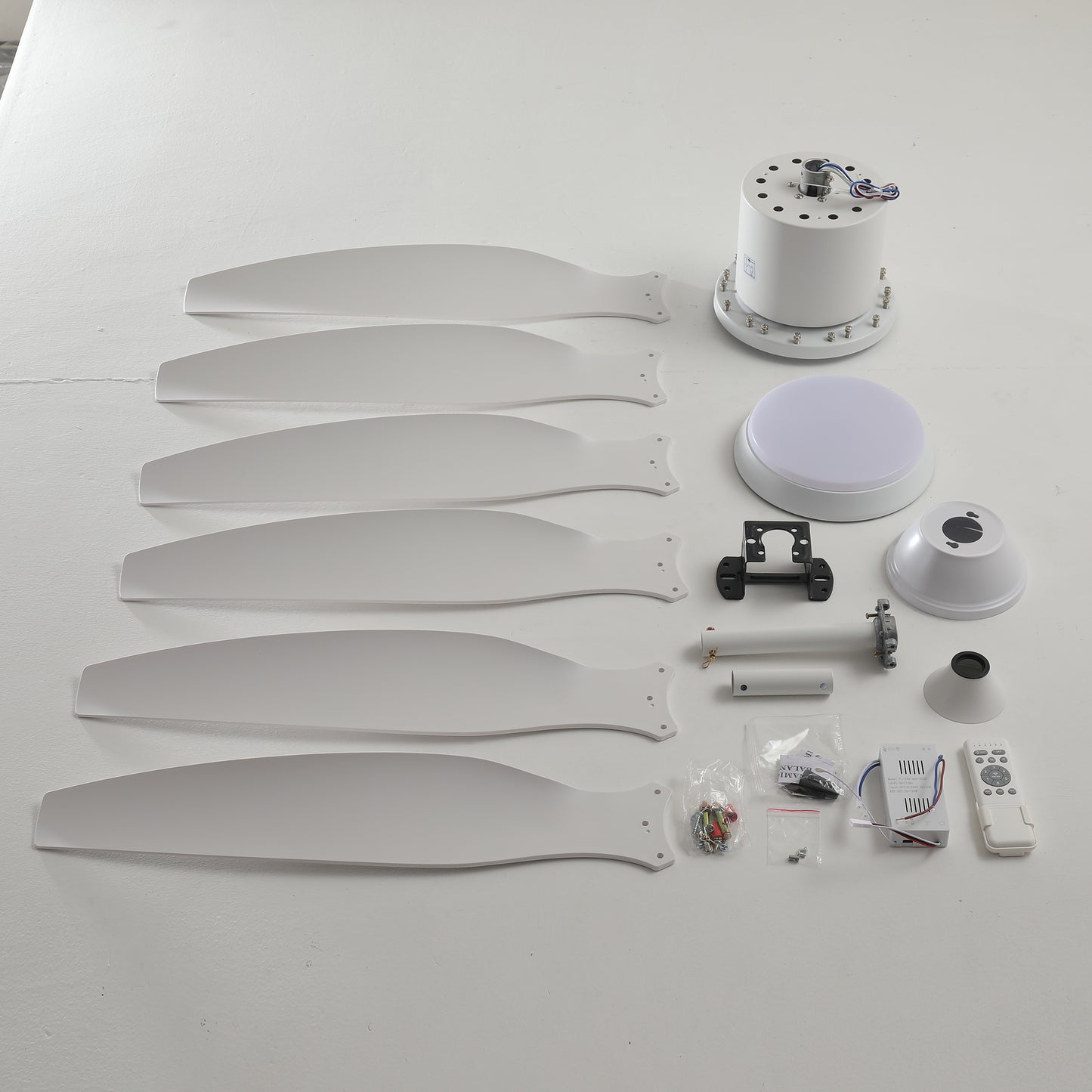 56" White 6-Blade Ceiling Fan with Remote - view 19