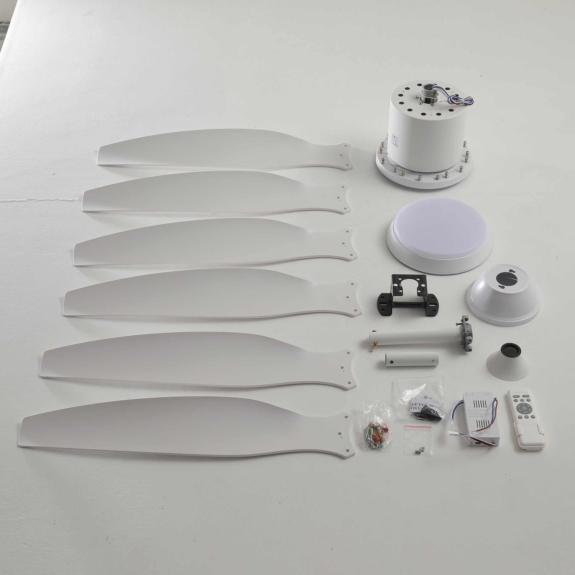 56" White 6-Blade Ceiling Fan with Remote - view 19