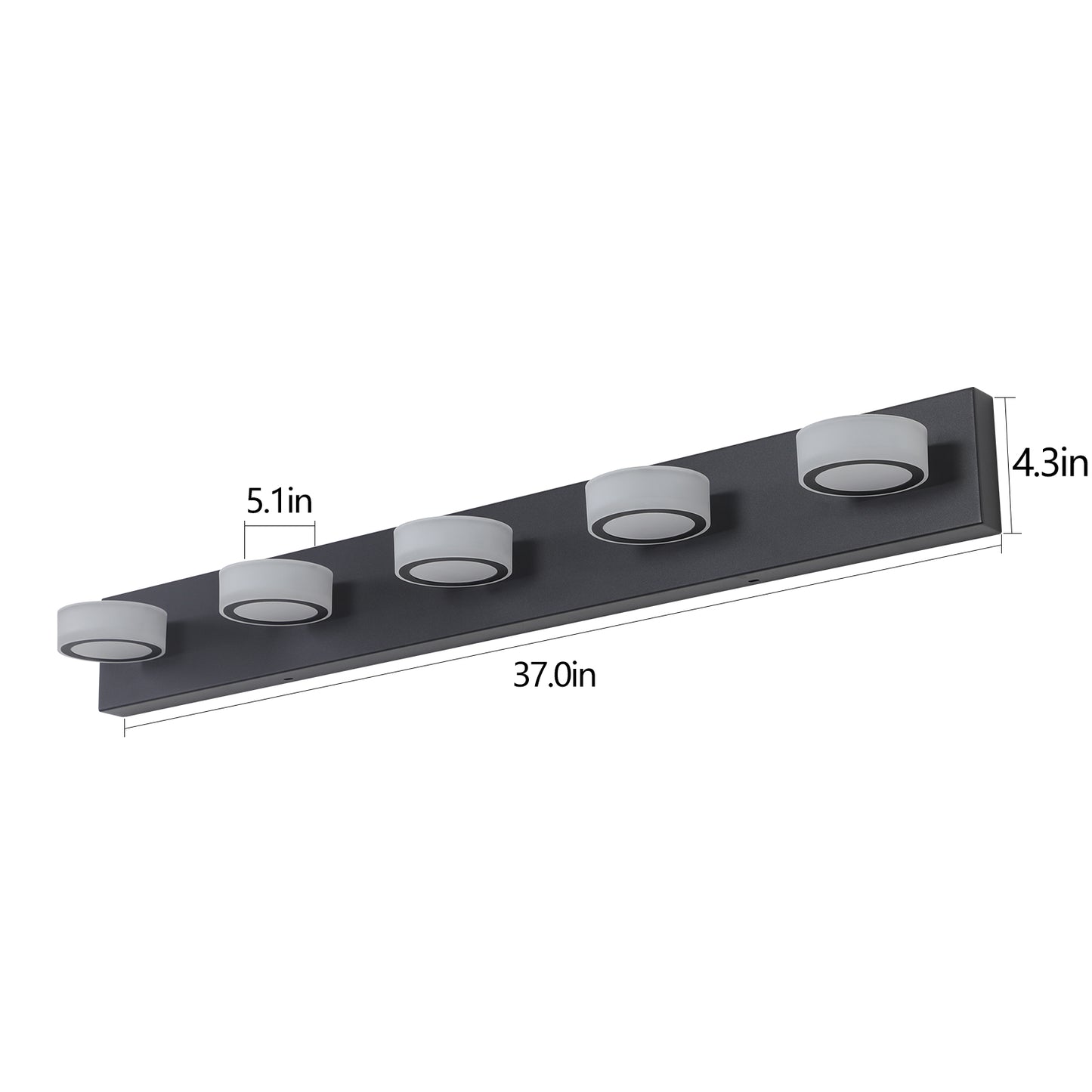 37" 5-Light Black LED Vanity Wall Light - view 13