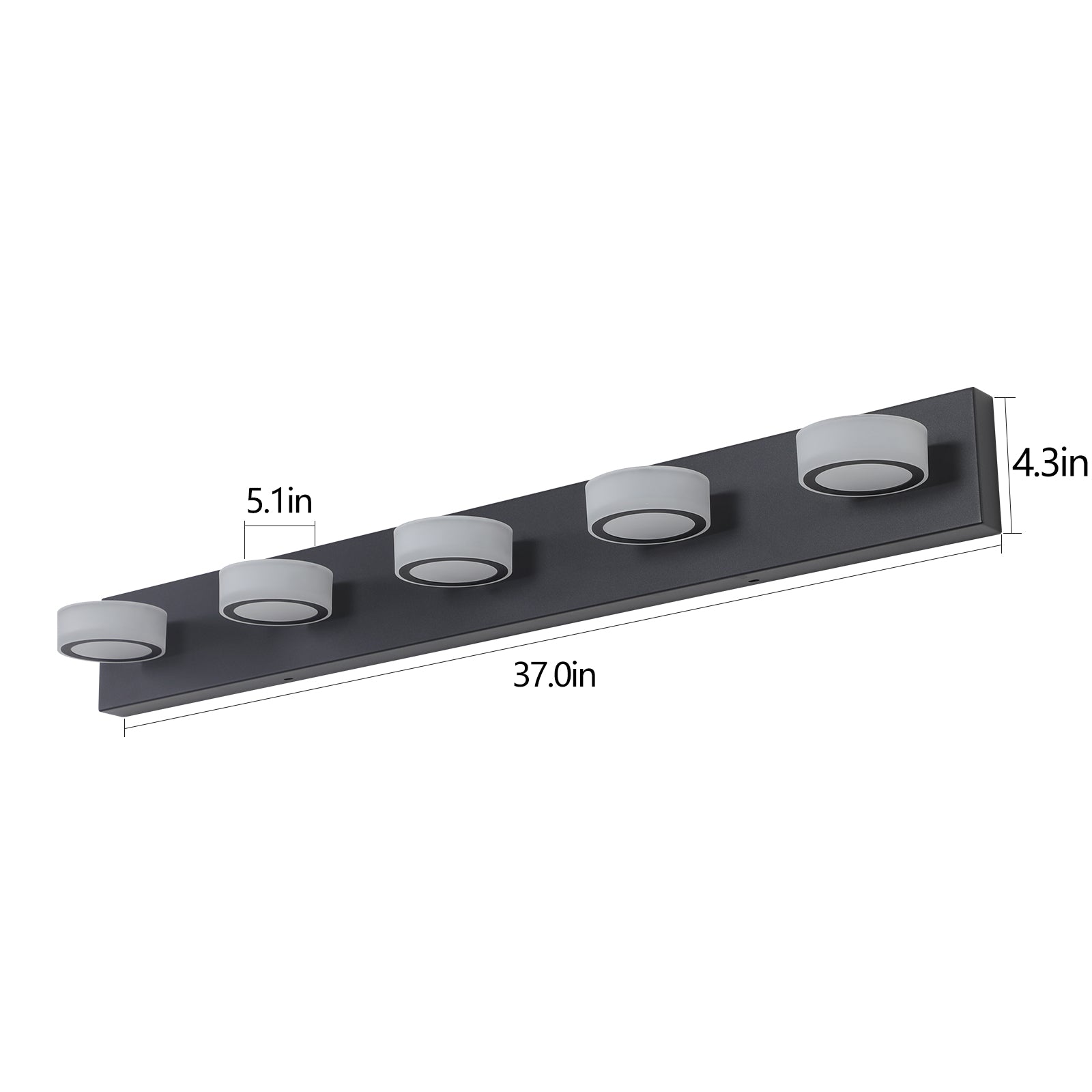 37" 5-Light Black LED Vanity Wall Light - view 13