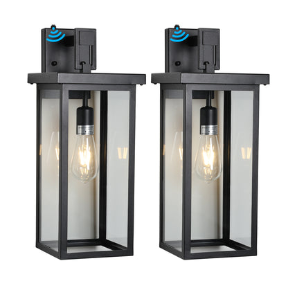 20"H Black Outdoor Wall Light with Clear Glass, Set of 2 - view 9