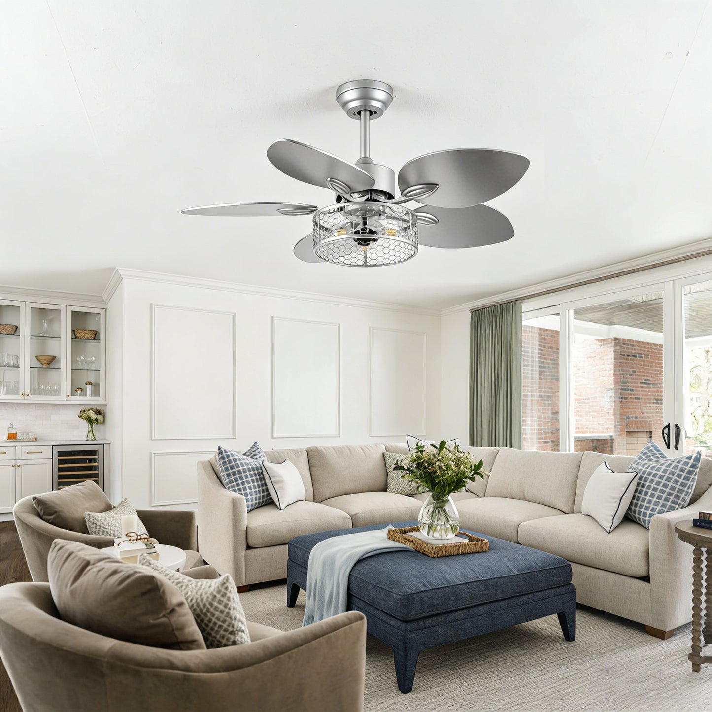 42" Silver Reversible Ceiling Fan with Remote - view 7