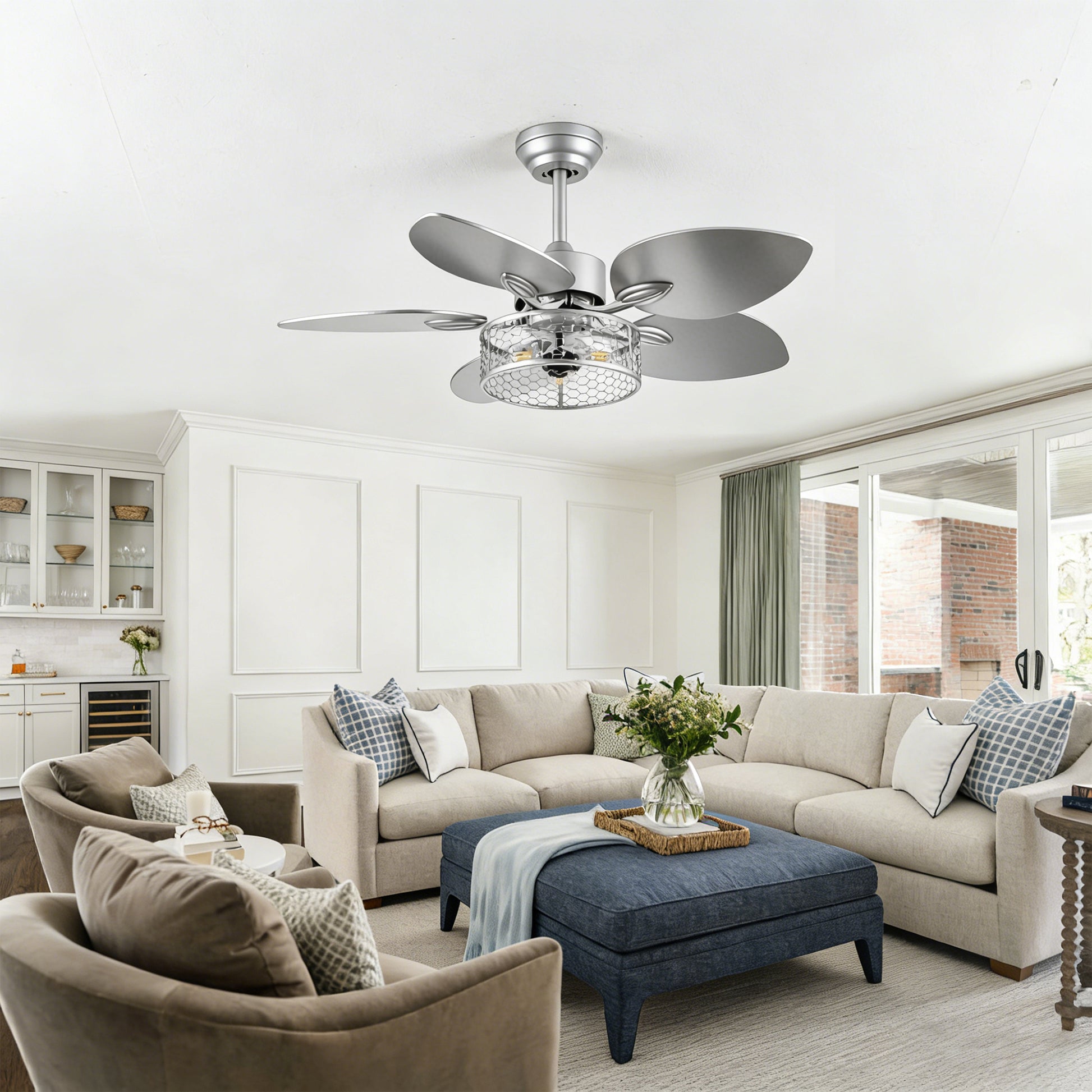 42" Silver Reversible Ceiling Fan with Remote - view 7