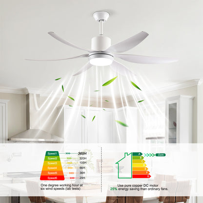 56" White 6-Blade Ceiling Fan with Remote - view 12