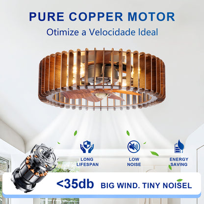 20" Wood Flush Mount Ceiling Fan with Remote - view 12