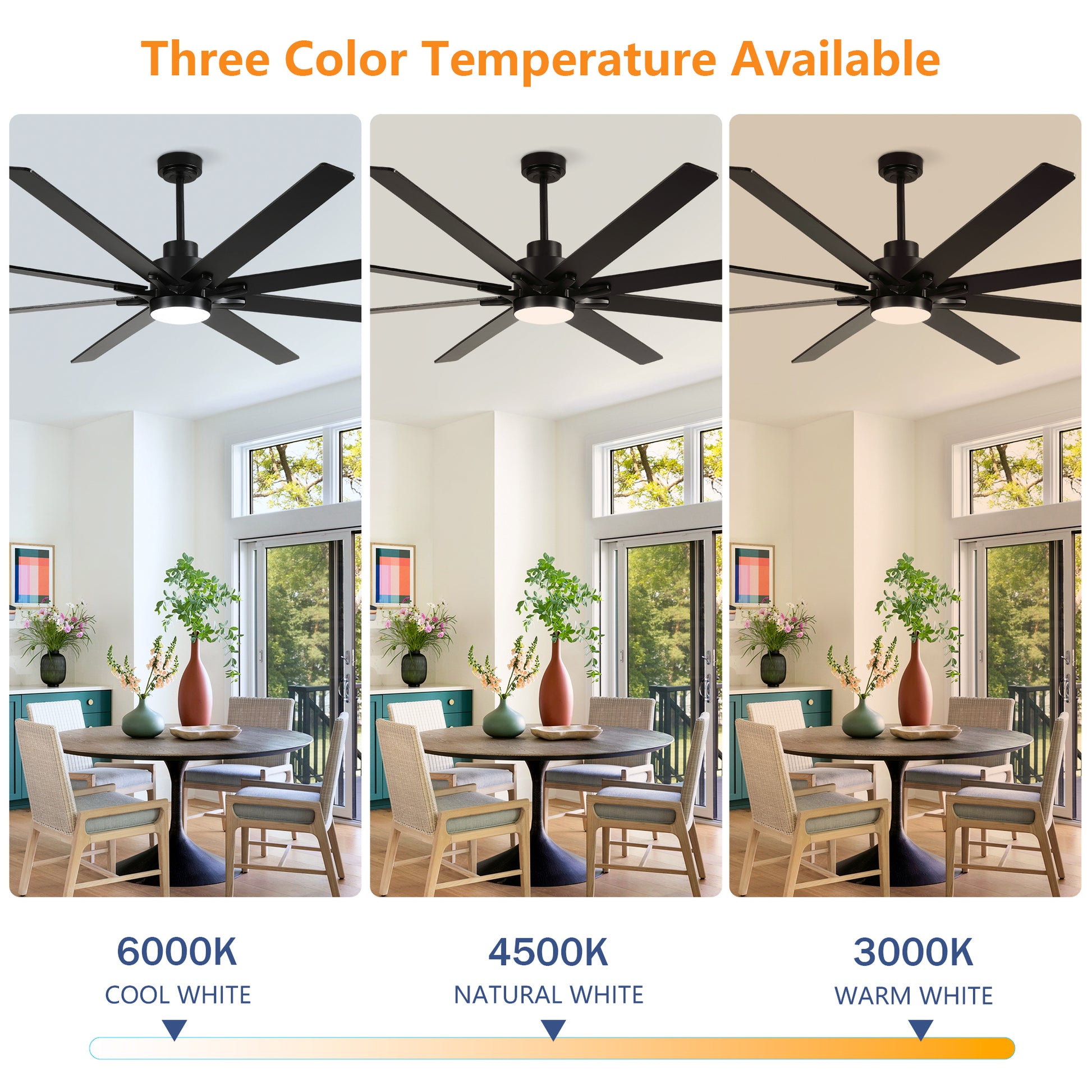 84" Matte Black Plywood Ceiling Fan with Dimmable LED - view 14