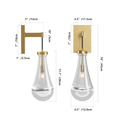 Brass Wall Light with Raindrop Glass, Dimmable LED - view 7