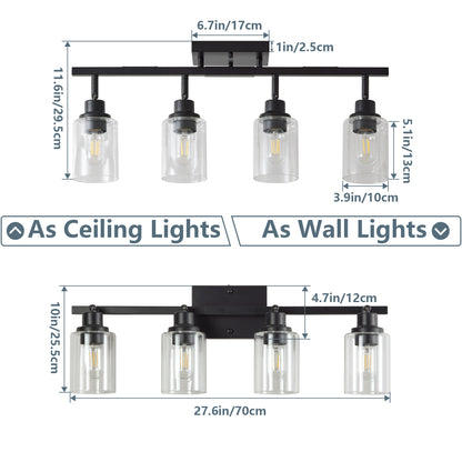 4-Light Black Track Light with Clear Glass Shades - view 8