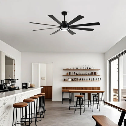 72" Matte Black 8-Blade Ceiling Fan with Dimmable LED - view 9