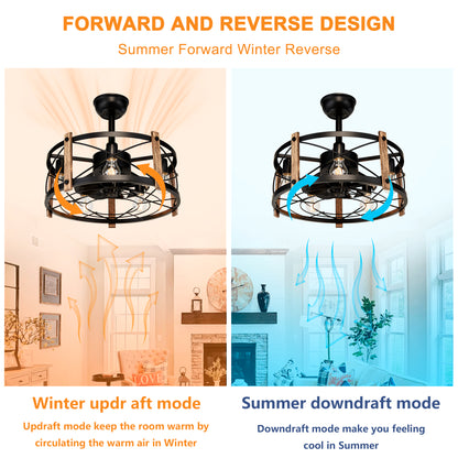 20" Matte Black Caged Chandelier Ceiling Fan with Remote - view 8