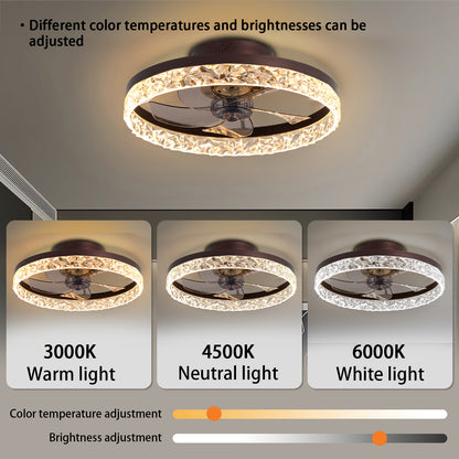 19.7" Brown Flush Mount Ceiling Fan with Dimmable LED - view 4