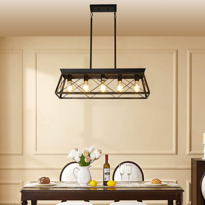 32" 5-Light Black & Gold Industrial Caged Chandelier - view 3
